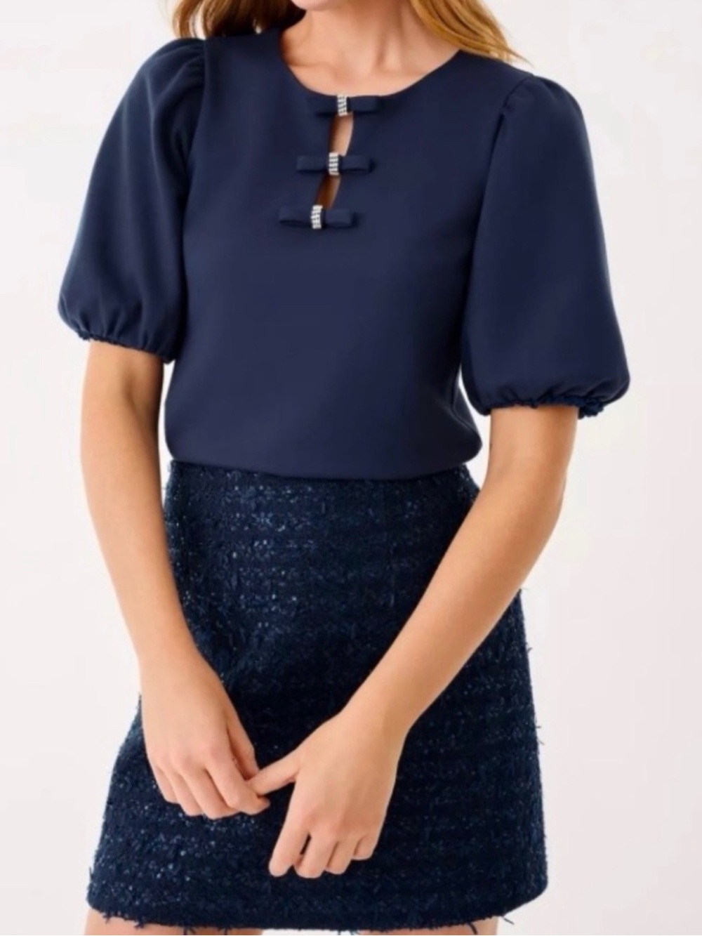 NWT Lilly Pullitzer Ethenia S/S Top Low Tide Navy Zipper Lined Small MSRP $138